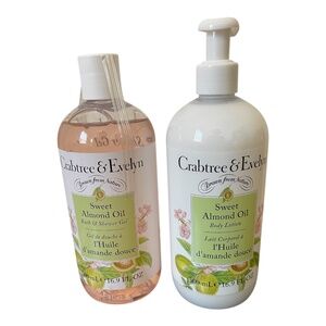 Crabtree & Evelyn Sweet Almond Oil Shower Gel & Lotion Set – 16.9 oz Each